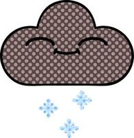 nube de nieve feliz de dibujos animados de estilo cómic vector