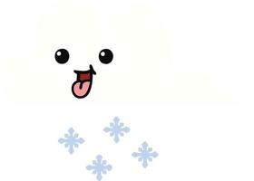 flat color retro cartoon snow cloud vector