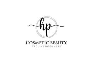 initial HP Feminine logo beauty monogram and elegant logo design, handwriting logo of initial signature, wedding, fashion, floral and botanical with creative template. vector