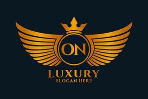 Luxury royal wing Letter ON crest Gold color Logo vector, Victory logo, crest logo, wing logo, vector logo template.