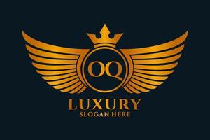 Luxury royal wing Letter OQ crest Gold color Logo vector, Victory logo, crest logo, wing logo, vector logo template.