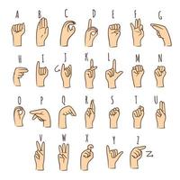 Hand Drawn Sign Language Alphabet vector