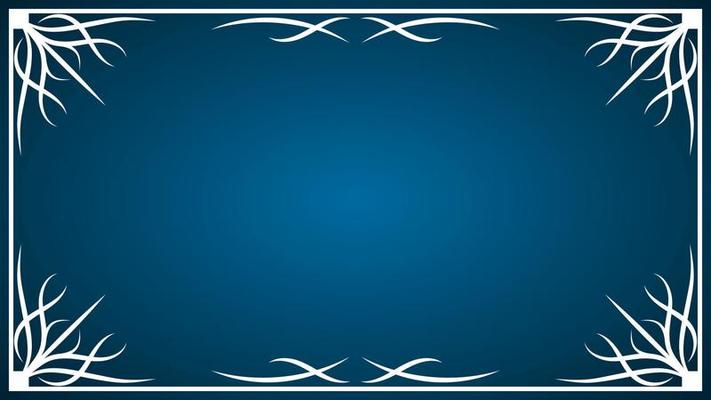 White frame with a pattern on a blue background.