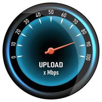 Upload speedometer. Download and upload speed ratio vector