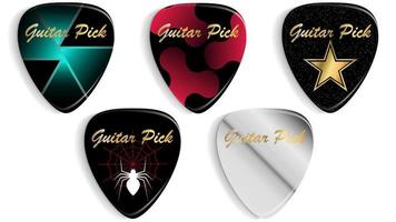 Set of guitar picks or plectrums. Custom disign. vector