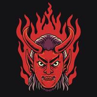 Ilustración de vector de cabeza de diablo rojo