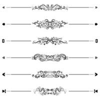 set of borders and swirl dividers decorative elements isolated on white for design vector