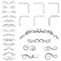 set of borders and swirl dividers decorative elements isolated on white for design vector