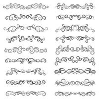 set of borders and swirl dividers decorative elements isolated on white for design vector