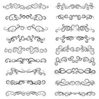 set of borders and swirl dividers decorative elements isolated on white for design vector