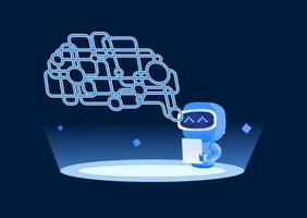 Deep Learning with Robot Vector Illustration Artificial Intelligence Computer Technology Design Concept