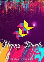 Feliz festival de diwali de celebración de luces plantilla colorida en papel de origami diseño gráfico de lámparas de aceite diya indias, diseño plano moderno. estilo de arte de banner vectorial, fondo de color degradado vector