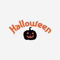 Happy halloween party title logo template with evil pumpkin vector