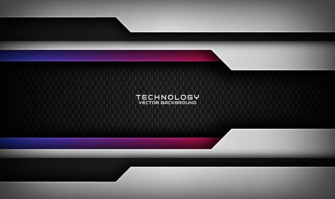 3D black silver techno abstract background overlap layer on dark space with blue red effect decoration. Graphic design element future style concept for banner, flyer, card, cover, or brochure
