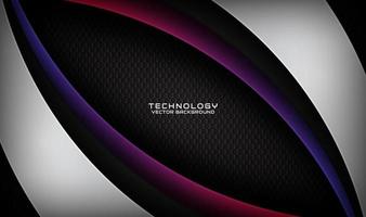 3D black silver techno abstract background overlap layer on dark space with blue red waves effect decoration. Graphic design element future style concept for banner, flyer, card, cover, or brochure vector