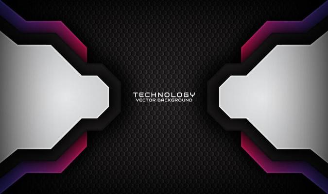 3D black silver techno abstract background overlap layer on dark space with blue red effect decoration. Graphic design element future style concept for banner, flyer, card, cover, or brochure