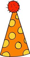 party hat with circles. hand drawn doodle style. , minimalism, trending color yellow, orange. festive funny vector
