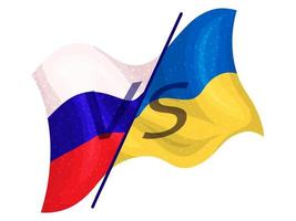 Flags of Ukraine and Russia. Ukrainian-Russian military crisis. Ukraine VS Russia. Vector illustration. Isolated on white background.