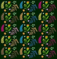 Colorful Flower Floral pattern design vector. Beautiful leaves and flower pattern design template vector. vector