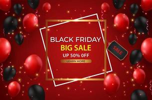 gran venta de viernes negro decoración creativa con globo 3d vector