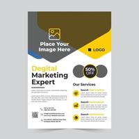 Modern digital marketing agency flyer template, Digital marketing live webinar and corporate social media post template vector