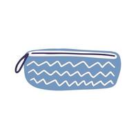 Cute trendy pencil case vector illustration. Hand drawn doodle textile pencil case isolated