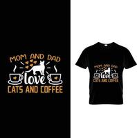 mejor diseño de camiseta para amantes del gato y el café vector