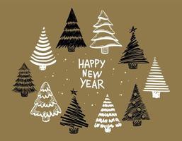 Christmas tree hand drawn illustrations. Vector. vector