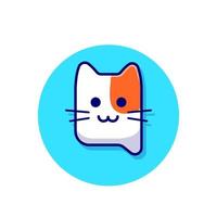 Ilustración de icono de vector de dibujos animados de cabeza de gato lindo. concepto de icono de naturaleza animal vector premium aislado. estilo de dibujos animados plana
