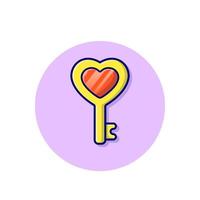 Ilustración de icono de vector de dibujos animados clave de amor. concepto de icono de objeto de arte vector premium aislado. estilo de dibujos animados plana