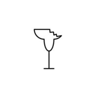 copa de vino triturada o icono de copa de cristal sobre fondo blanco. simple, línea, silueta y estilo limpio. en blanco y negro. adecuado para símbolo, signo, icono o logotipo vector