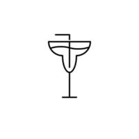 icono de copa de vino o copa con paja sobre fondo blanco. simple, línea, silueta y estilo limpio. en blanco y negro. adecuado para símbolo, signo, icono o logotipo vector