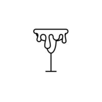 wineglass or goblet glass icon with overfilled with water on white background. simple, line, silhouette and clean style. black and white. suitable for symbol, sign, icon or logo vector