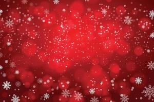 Snowflakes and snowfall on a cold red winter background. vector