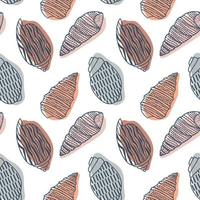 Vector seamless pattern. Line art sketch seashells. Isolated background. Decoration symbol of health calcium. Summer, sand and beach design. Repetitive ornament.