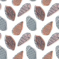 Vector seamless pattern. Line art sketch seashells. Isolated background. Decoration symbol of health calcium. Summer, sand and beach design. Repetitive ornament.