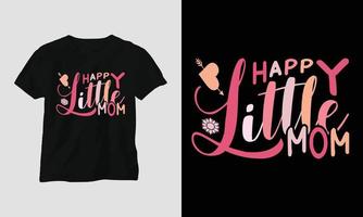 happy little mom - Mom Wavy Retro Groovy T-shirt vector
