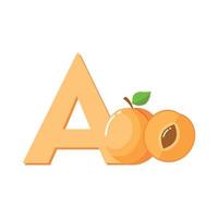 Letter A Alphabet Fruits Apricot, Clip Art Vector, Illustration Isolated on a white background vector