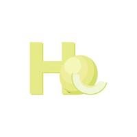 Letter H Alphabet Fruits Honeydew Melon, Clip Art Vector, Illustration Isolated on a white background vector