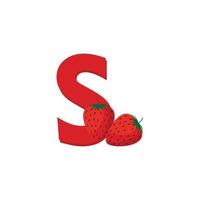 Letter S Alphabet Fruits Strawberry, Clip Art Vector, Illustration Isolated on a white background vector