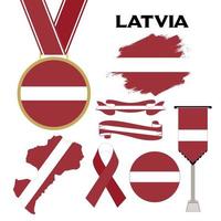 Elements Collection With The Flag of Latvia Design Template vector