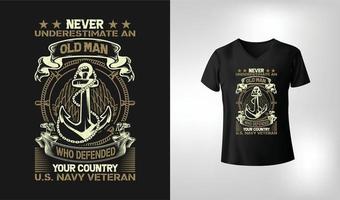 diseño de camiseta de veterano de la marina estadounidense vintage vector