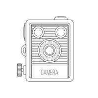 ilustración de icono de contorno de cámara vintage sobre fondo blanco vector