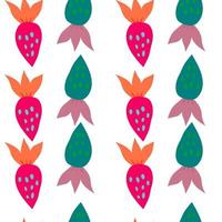 Simple strawberry seamless pattern. Hand drawn strawberries wallpaper. Fruits backdrop. vector