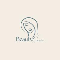 Woman beauty care logo vector icon illustration line outline monoline