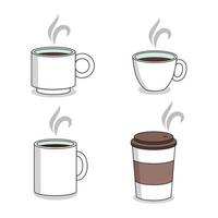 Set of hot coffee cups vector