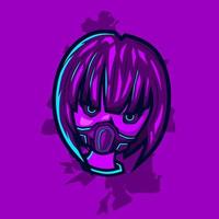 Samurai head cyberpunk logo vector fiction colorful design illustration.