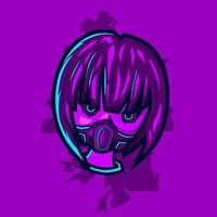 Samurai head cyberpunk logo vector fiction colorful design illustration.