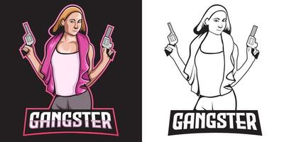 gangster girl esport logo mascot design vector