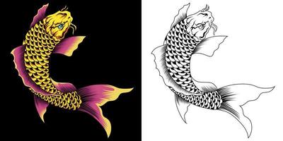 Ilustración de vector de japón de peces koi